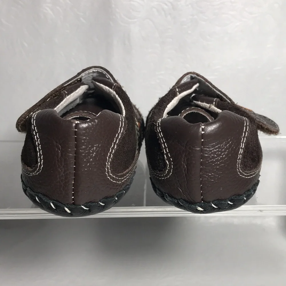 Pediped Brand Baby Shoes Moccasins Brown Leather Upper, Lining & Soles Sz 6-12 M